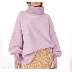 Free People Milo Oversized Slouchy Turtleneck Sweater in Moonlit Orchid Size L